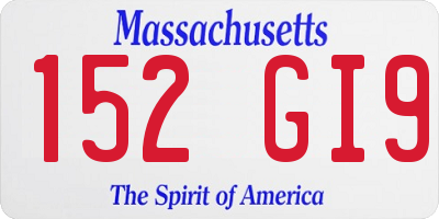 MA license plate 152GI9
