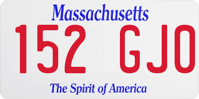 MA license plate 152GJ0