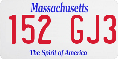 MA license plate 152GJ3