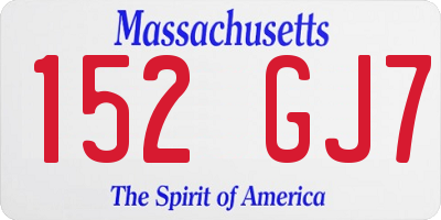 MA license plate 152GJ7