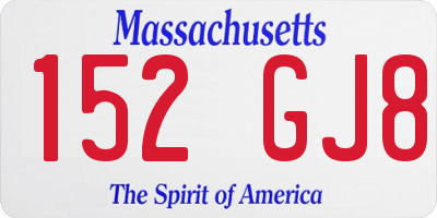 MA license plate 152GJ8