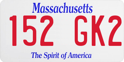 MA license plate 152GK2