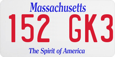 MA license plate 152GK3