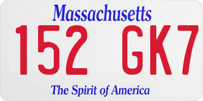 MA license plate 152GK7