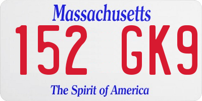 MA license plate 152GK9