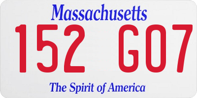 MA license plate 152GO7