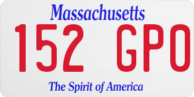MA license plate 152GP0