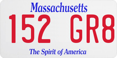 MA license plate 152GR8