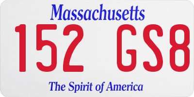 MA license plate 152GS8