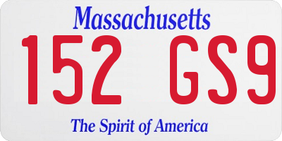 MA license plate 152GS9