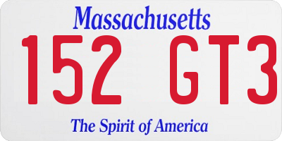 MA license plate 152GT3