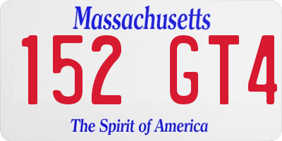 MA license plate 152GT4