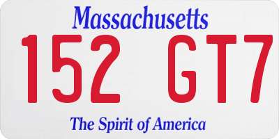 MA license plate 152GT7