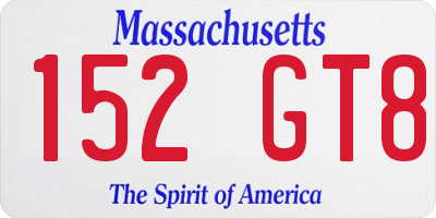 MA license plate 152GT8