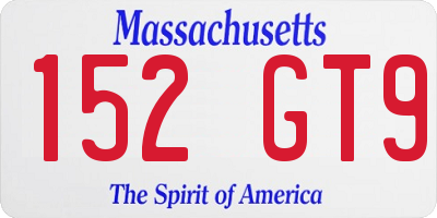 MA license plate 152GT9
