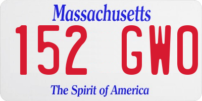 MA license plate 152GW0