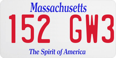 MA license plate 152GW3