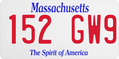 MA license plate 152GW9