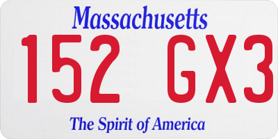 MA license plate 152GX3