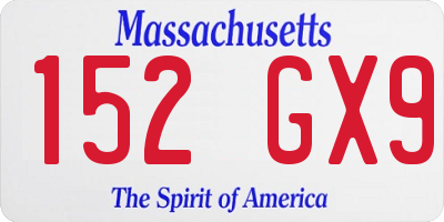 MA license plate 152GX9