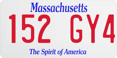 MA license plate 152GY4