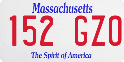 MA license plate 152GZ0