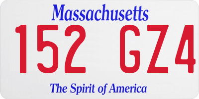 MA license plate 152GZ4