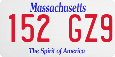 MA license plate 152GZ9