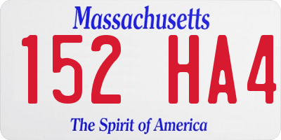 MA license plate 152HA4