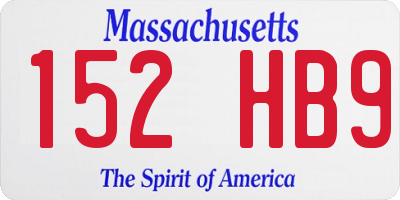 MA license plate 152HB9