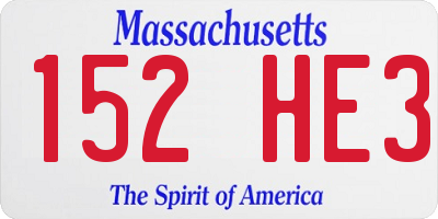 MA license plate 152HE3