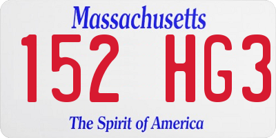 MA license plate 152HG3