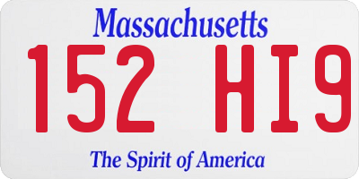MA license plate 152HI9
