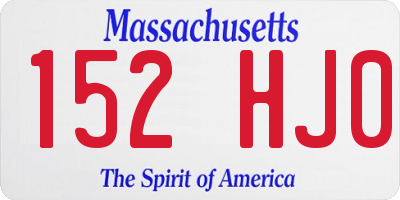 MA license plate 152HJ0