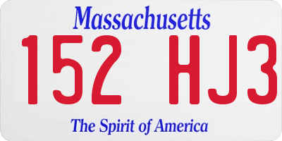 MA license plate 152HJ3