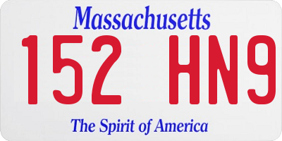 MA license plate 152HN9