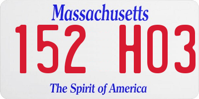 MA license plate 152HO3
