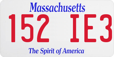 MA license plate 152IE3