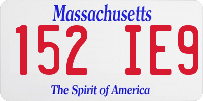 MA license plate 152IE9