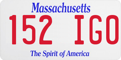 MA license plate 152IG0