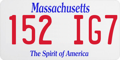 MA license plate 152IG7