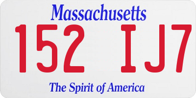 MA license plate 152IJ7