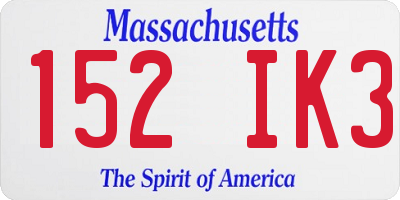 MA license plate 152IK3