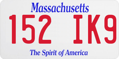MA license plate 152IK9