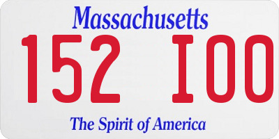 MA license plate 152IO0