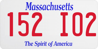 MA license plate 152IO2