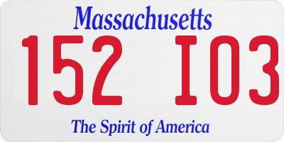 MA license plate 152IO3