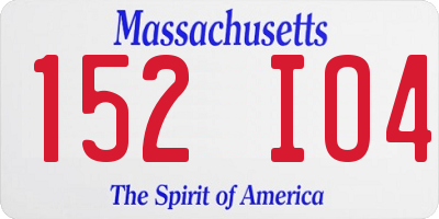 MA license plate 152IO4