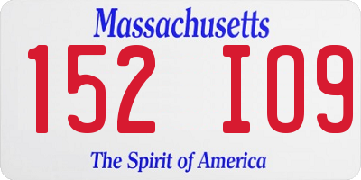 MA license plate 152IO9