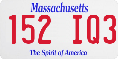 MA license plate 152IQ3